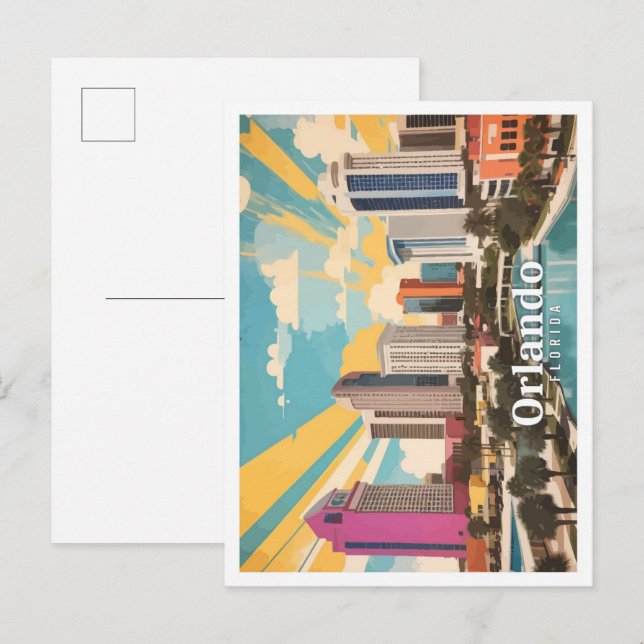 Carte Postale Orlando Florida USA Pop Art Voyage Illustration (Devant / Derrière)