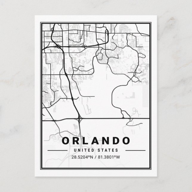 Carte Postale Orlando Florida USA Travel City Plan (Devant)