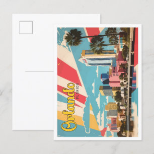 Carte Postale Orlando Floride Pop Art Voyage Illustration