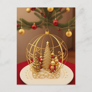 Carte Postale ✨ Ornement de Noël en forme d'arbre doré Luxe Fest