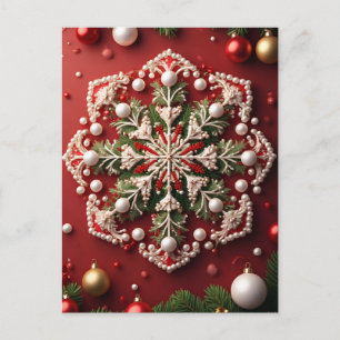 Carte Postale ❄️ Ornement Flocon de Neige Festif Lumineux 🎄 Élé