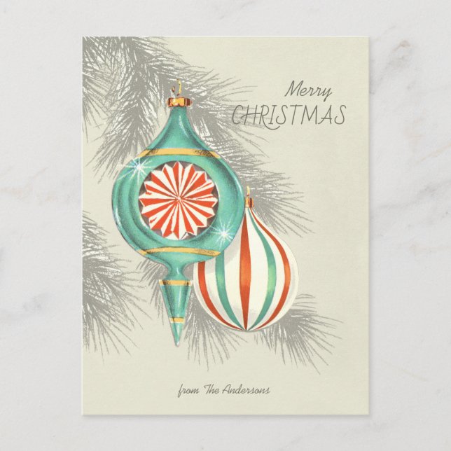 Carte Postale Ornements de Noël Belles baubles rétro CC1245 (Devant)