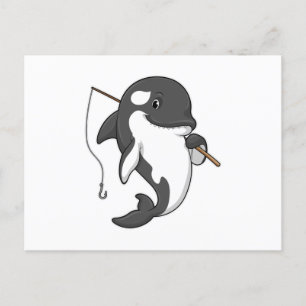 Carte Postale Orque en pêcheur avec canne à pêche