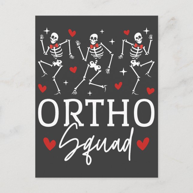 Carte Postale Ortho Squad Squelette Dansant Saint-Valentin (Devant)