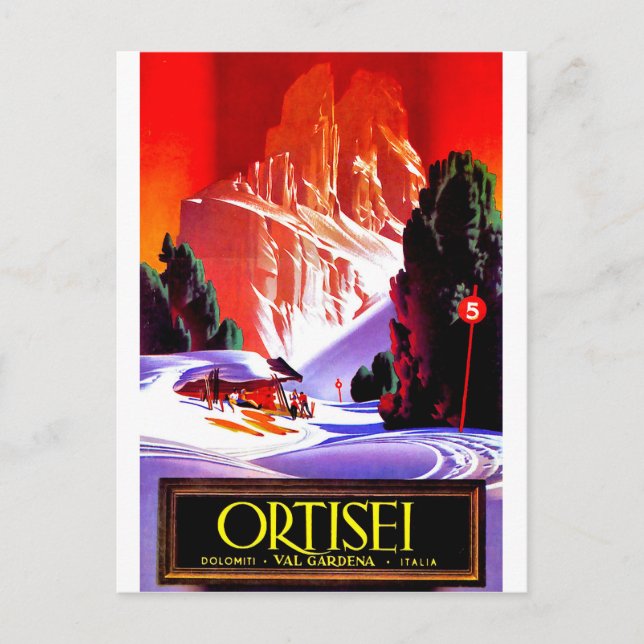 Carte Postale Ortisei, Alpes Dolomiti, Val Gardena ski, Italie (Devant)