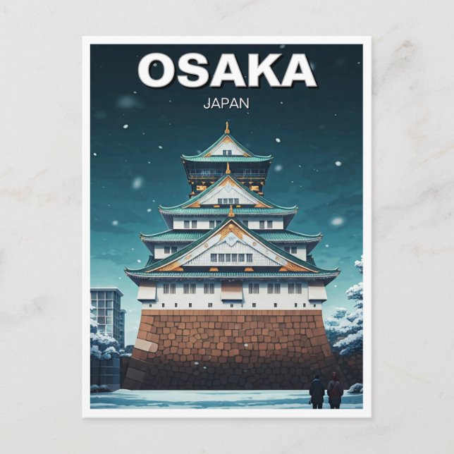 Carte Postale Osaka Castle Japan Voyage de nuit (Devant)