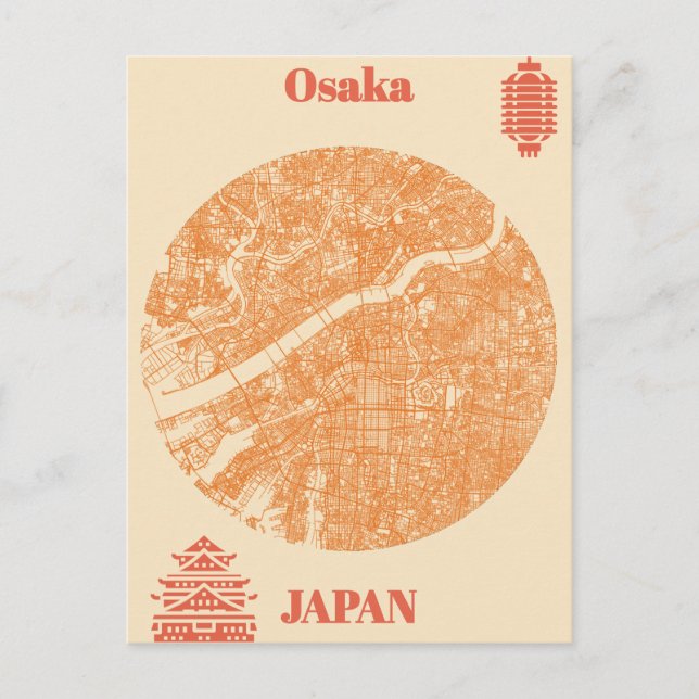 Carte Postale Osaka map Japan (Devant)