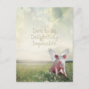 Carte Postale Osez être un cochon volant délicieusement impossib
