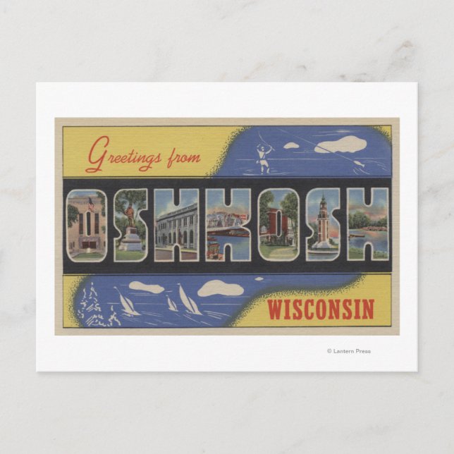 Carte Postale Oshkosh, Wisconsin - Scènes de grandes lettres (Devant)