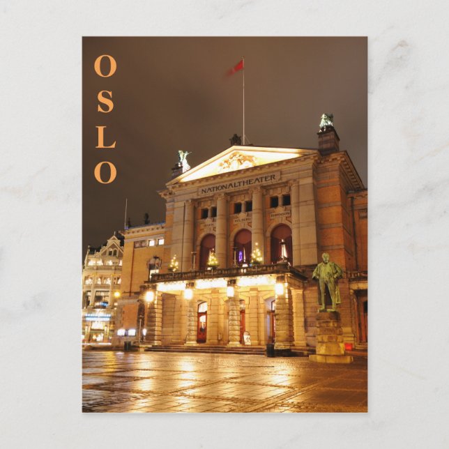 Carte Postale Oslo, Norvège la nuit (Devant)