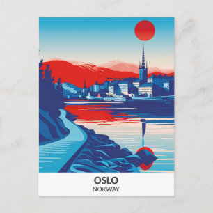 Carte Postale Oslo Norvège Retro Voyage d'oeuvres d'art