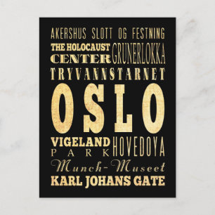 Carte Postale Oslo Ville de Norvège Typographie Art