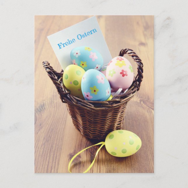 Carte Postale Ostéréier in einem Korb mit Notizzettel (Devant)