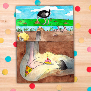 Carte postale Ostrich Happy Birthday par Nicole Ja