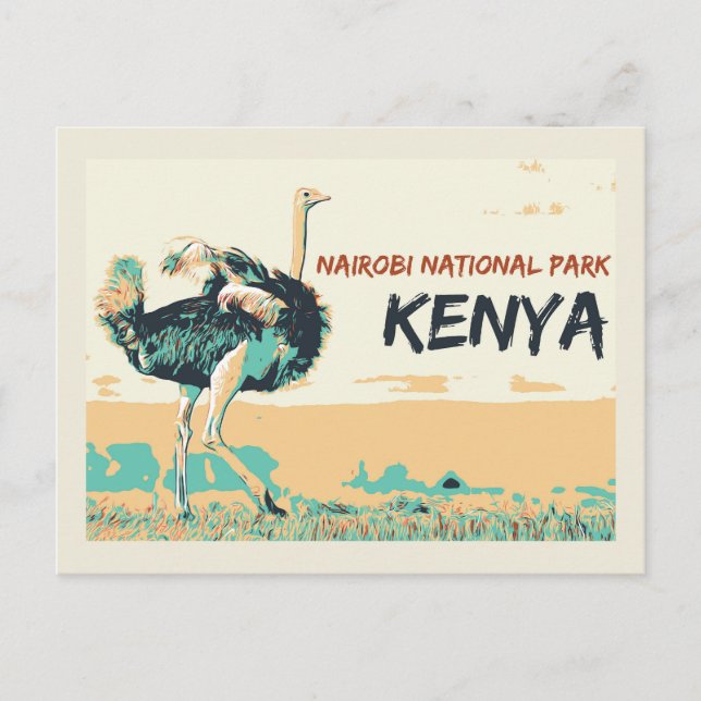 Carte Postale Ostrich in Nairobi National Park, Kenya (Devant)