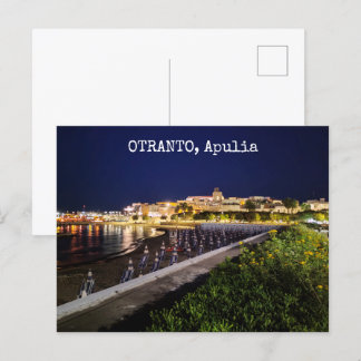 Carte Postale Otranto personnalisé de nuit, Pouilles, Italie,