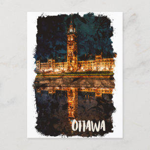 Carte Postale Ottawa Canada By Night Voyage Aquarelle