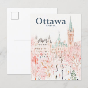Carte Postale Ottawa Canada Voyage de peinture à l'aquarelle