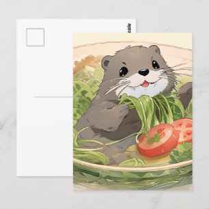 Carte Postale Otter Adorable Avec Salade D'Algues