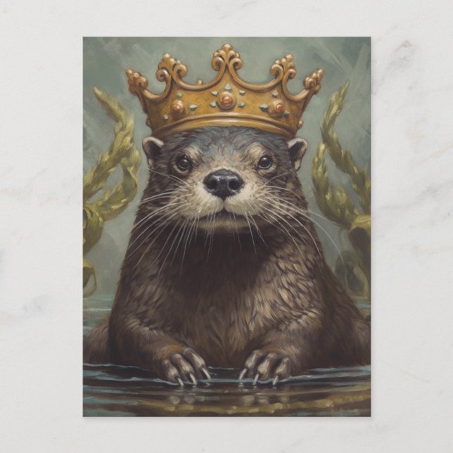 Carte Postale Otter dans une couronne (Devant)