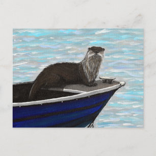Carte Postale Otter dans une peinture de bateau