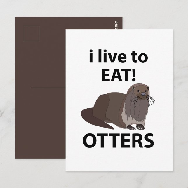 Carte Postale Otters Je Vis Manger Des Otters Drôle (Devant / Derrière)