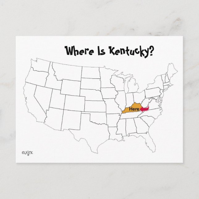 Carte Postale Où Est Le Kentucky ? (Devant)