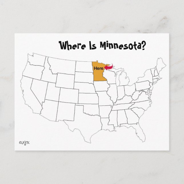 Carte Postale Où Est Le Minnesota ? (Devant)
