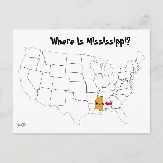 Carte Postale Où Est Le Mississippi ? (Devant)