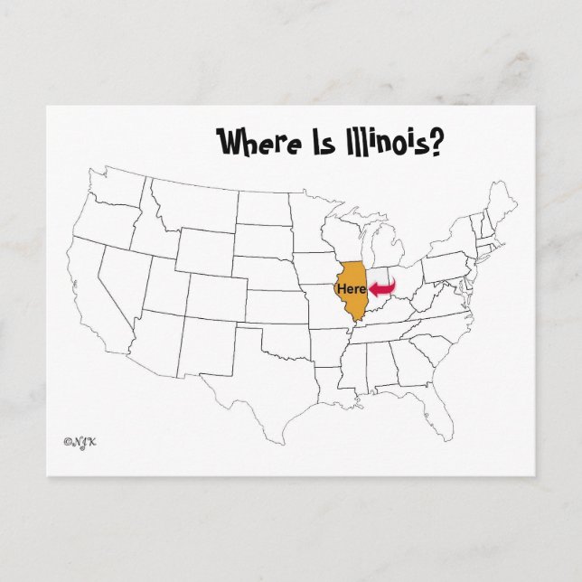 Carte Postale Où Est L'Illinois ? (Devant)