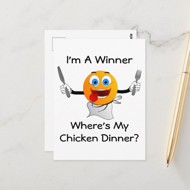 Carte Postale Où est mon dîner de poulet ? (Devant/Arrière en situation)