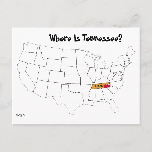 Carte Postale Où Est Tennessee ? (Devant)