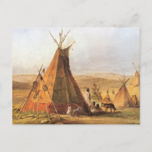 Carte Postale Ouest d'Amérique vintage, Teepees on Plain par Bod