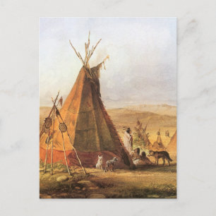 Carte Postale Ouest d'Amérique vintage, Teepees on Plain par Bod