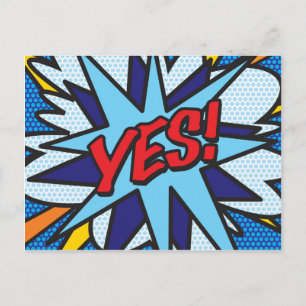 Carte Postale OUI Amusant Art Pop Bande Dessinée Rétro