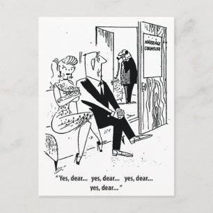 Carte Postale Oui chéri, humour conseiller matrimonial, vintage