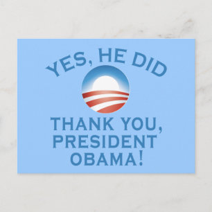 Carte Postale OUI, IL L'A FAIT ! Le président Merci Obama !