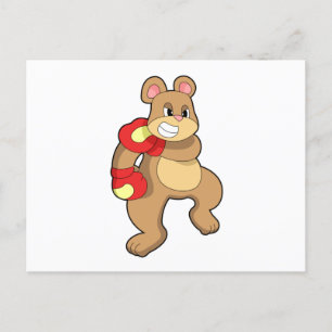 Carte Postale Ours à la boxe avec des gants de boxe