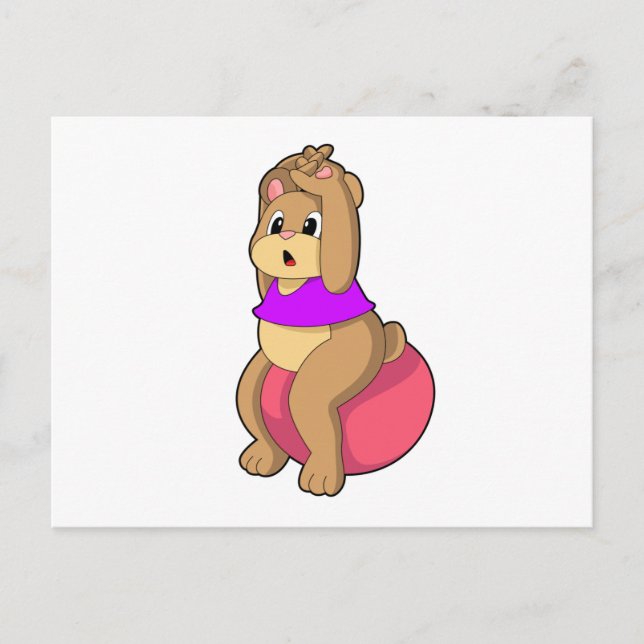 Carte Postale Ours à la forme physique avec ballon de fitness.PN (Devant)