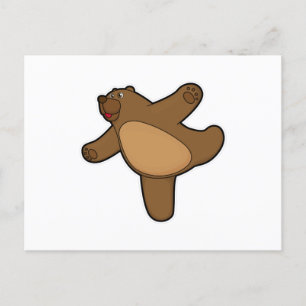 Carte Postale Ours à l'exercice de yoga en étirement