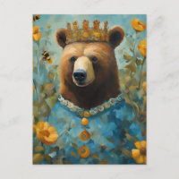 Ours adorable dans une couronne avec fleurs et abe