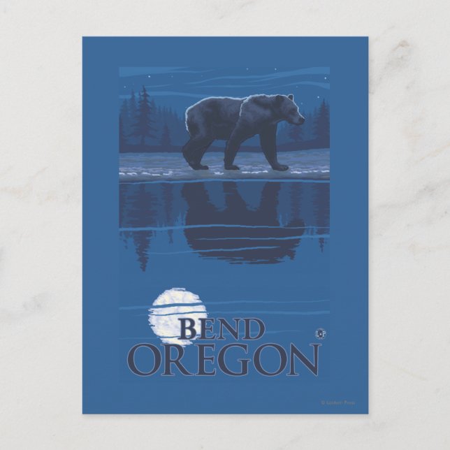 Carte Postale Ours au clair de lune - Pente, Oregon (Devant)