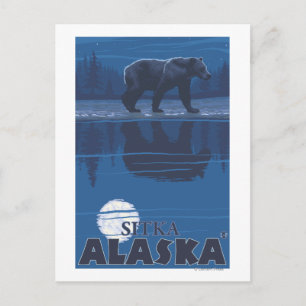 Carte Postale Ours au clair de lune - Sitka, Alaska