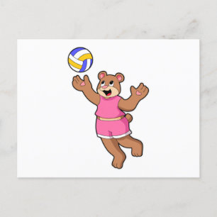 Carte Postale Ours aux sports de volleyball