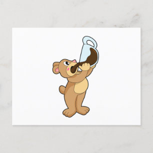 Carte Postale Ours avec café Coupe