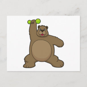 Carte Postale Ours avec haltère au fitness yoga