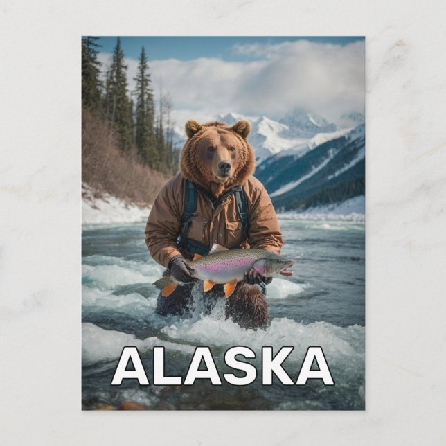 Carte Postale Ours Avec Poisson En Alaska (Devant)