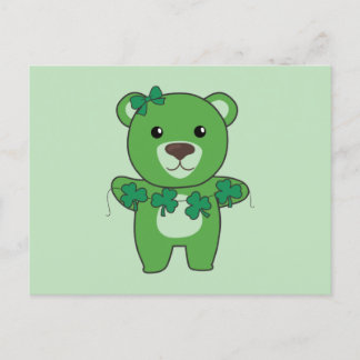 Carte Postale Ours Avec Shamrock Mignons Animaux Pour La Chuck C