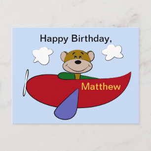 Carte Postale Ours Avion Anniversaire
