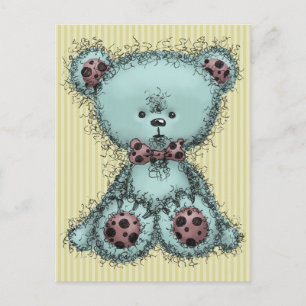 Carte Postale Ours bleu en peluche